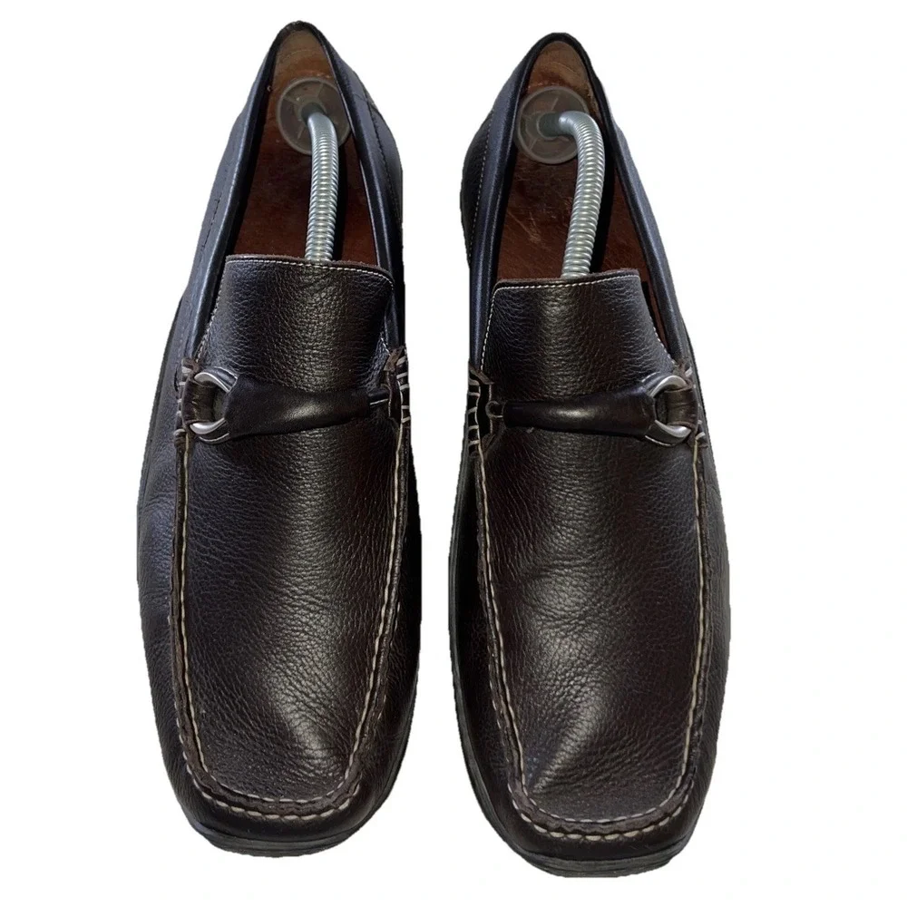Donald Pliner Eleo‎ I08 Brown  Leather Mens Loafers Stitching Size 11M 11